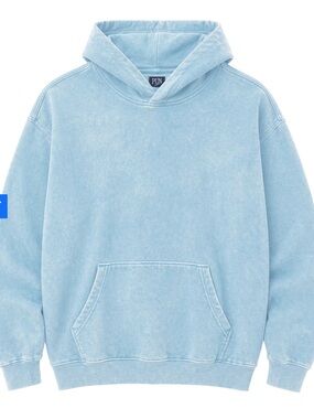 RingSpun Acid wash sky Blue Men's Hooded Sweatshirt